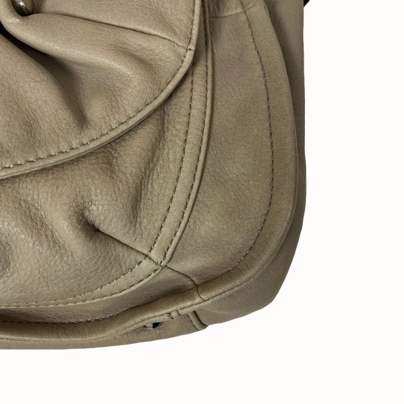 B.Makowsky Taupe Leather Shoulder Bag